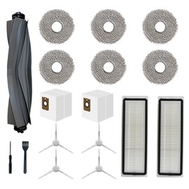 15PC Accessories Parts Compatible with L10s Ultra, Replacement Parts Includes 1 Main Brush, 4 Side Brushes, 2 Filters, 2 Dust Bags, 6 Mop Pads