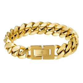 KRKC&CO Men’s Cuban Link Bracelet, 18K Gold Plated Stainless Steel Bracelet 12mm, Anti-Allergies Anti-Tarnish, Hip Hop Bracelets for Men Homme, 7.5in