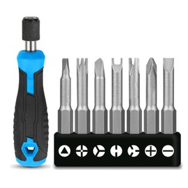 GIONAR 7 Pieces Special Shaped Screwdriver Bit Set 50mm U Shape Y Type Triangle Inner Cross Three Point Chrome Vanadium Steel Special Shaped Screwdriver Set with Screwdriver Handle