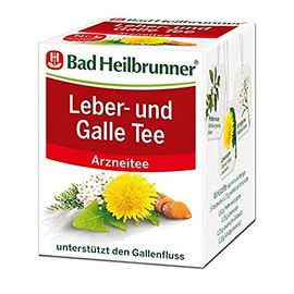 Bad Heilbrunner Liver & Gall Tea – Medicinal Tea in Filter Bag – Peppermint Leaves, Dandelion, Javanese Turmeric, Yarrow Herb – Supports Bile Flow (6 x 8 Filter Bags)