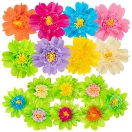 16 Pcs 8" 12" Tissue Paper Flowers Large Green Fiesta Tissue Paper Flower Colorful Mexican Carnival, Party Backdrop, Wedding, Birthday Party, Nursery Craft Wall Decor, Baby Shower
