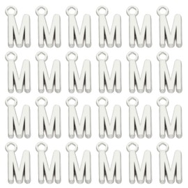 PATIKIL Alphabet Charm Pendant, 50 Pcs Initial Charm Bulk DIY for Jewelry Making Bracelets Earrings Necklace Keychains Crafts, Silvery
