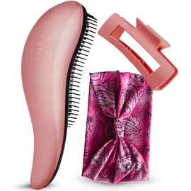 Detangling Brush Set for Women: Hairbrush for Natural, Curly, Wet or Dry Hair - Headband and Hair Claw Included, 3-Piece Accessories Kit