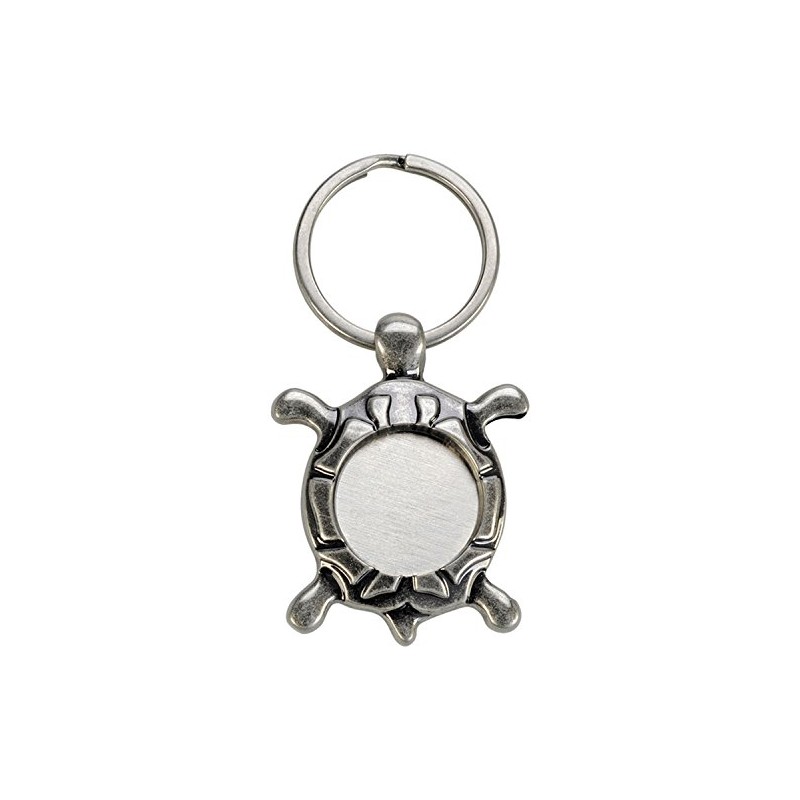 Schlüsselanhänger mit Einkaufswagenchip "Schildkröte", silber