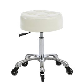 FRNIAMC Professional Rolling Salon Stool – Wide Round Seat, Height-Adjustable Heavy-Duty Chair with Wheels for Salon, Spa, Tattoo & Home Office