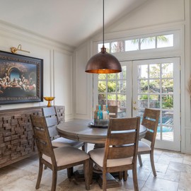 Farmhouse Pendant Lights Kitchen Island,11.8" Red Bronze Rustic Dome Pendant Lights Fixture,Adjustable Height Industrial Chandelier for Dining Room,Bedroom,Hallway