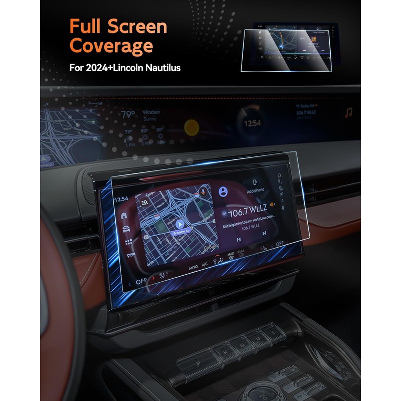 CDEFG Tempered Glass for 2024 2025 2026 Lincoln Nautilus Screen