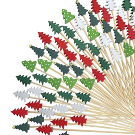 200Pcs Christmas Trees Cocktail Picks,Christmas Trees Shape Fruit Toothpick,Party Toothpicks for Appetizers Cocktail Decorations for Party Supplies