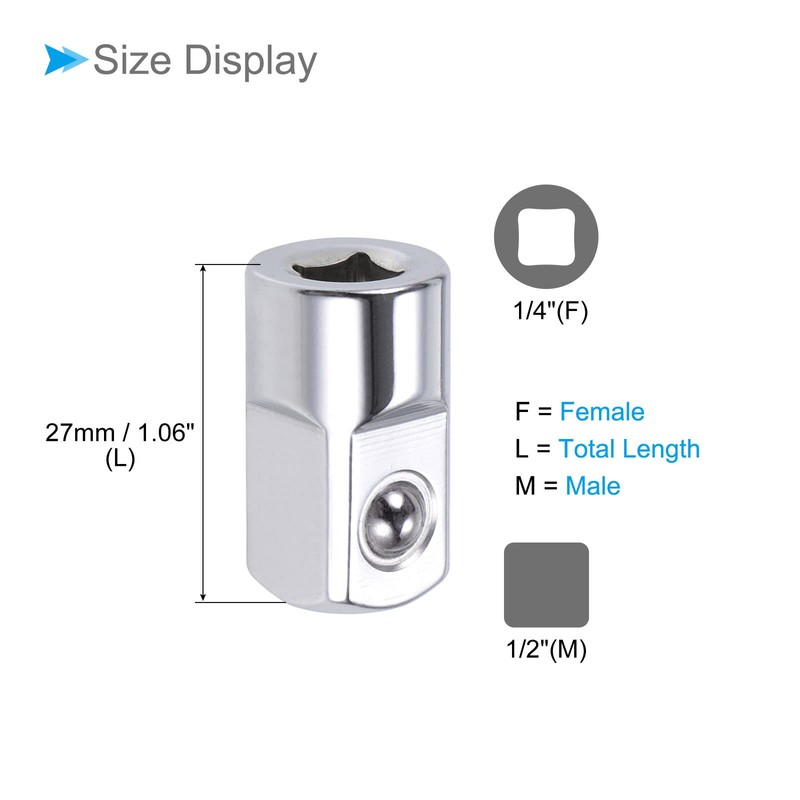 CoCud Socket Adapter 6.35mm Female to 12.7mm Male CR-V Steel