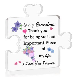 Acrylic Puzzle Plaque Grandma Mother's Gifts Granny Birthday Gift Women Desk Sign Decoration Grams Christmas Thanksgiving Present Nana Thank You for Being Such An Important Piece of My Life