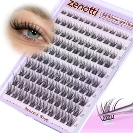 Self Adhesive Eyelash Clusters Natural Self Adhesive Lashes Cluster No Glue Eyelashes Press on Lashes Pre Glued Wispy Cluster Eyelash Extensions 8-16mm 120Pcs by zenotti