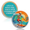 Surfing Skeleton Sobriety Coin, Ride Boldly AA NA Medallion -
