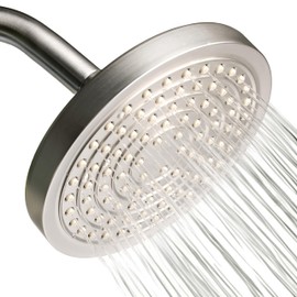 Winthorpe Conservation Rain Shower Head, Brushed Nickel, Round, Low Flow, High Pressure, 1.8 GPM Water Saving, 360 Degree, Eco and Energy Efficient Rainfall Showerhead