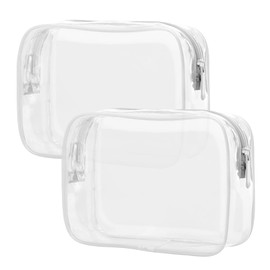 Kulturbeutel, 2 Stück, transparent, Flugzeug, kleines Make-up, Kosmetik, Flugzeug, Make-up, große Kapazität, Kunststoffbeutel, transparent, Bad, Tasche, groß, mit Reißverschluss, für Reisen