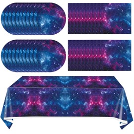 Juego de 41 piezas de artículos de fiesta de galaxia estrellada, cielo nocturno, decoración de mesa para fiestas de cumpleaños para niños y niñas
