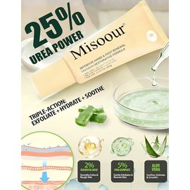 Crema de manos con 25% de urea para pies con 2% de ácido salicílico y 5% AHA+aloe vera, crema de pies de urea para manos, talones y pies agrietados, h