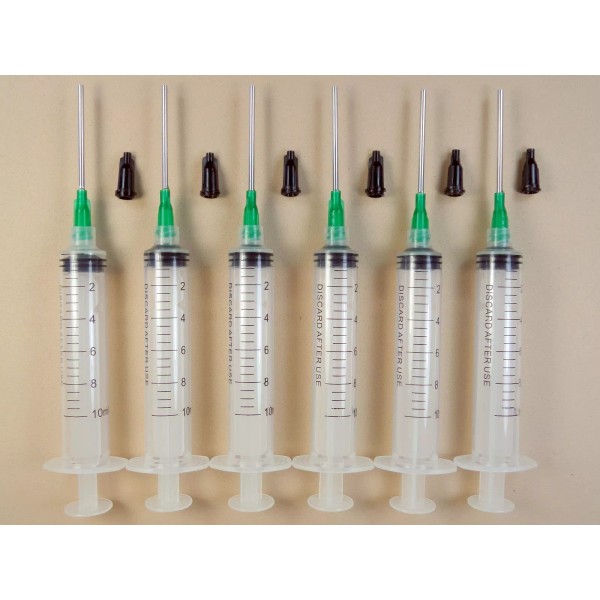 10cc14g 6 Syringes 10ml w 14 Gauge Tips & Caps