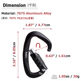 Azarxis Carabiner Quick Release with 1200 kg Load Capacity, Rustproof and Ultralight, Aluminium Carabiner Hook Keyring for Hammock, Camping, Fishing (Screw Cap - Orange)
