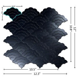 XUANINY 7-Sheet Peel and Stick Metal Backsplash Tiles, Self Adhesive Cloud-Shaped Aluminum Mosaic 3D Wall Sticker for Kitchen Bathroom Living Room Decor (Black, 11)