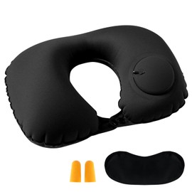 AWAVM Travel Pillow, Inflatable Neck Pillow, Inflatable Travel Pillow, Travel Neck Pillow with Pressing Inflation Pump, Suitable for Sleeping Rest, Plane, Car and Office