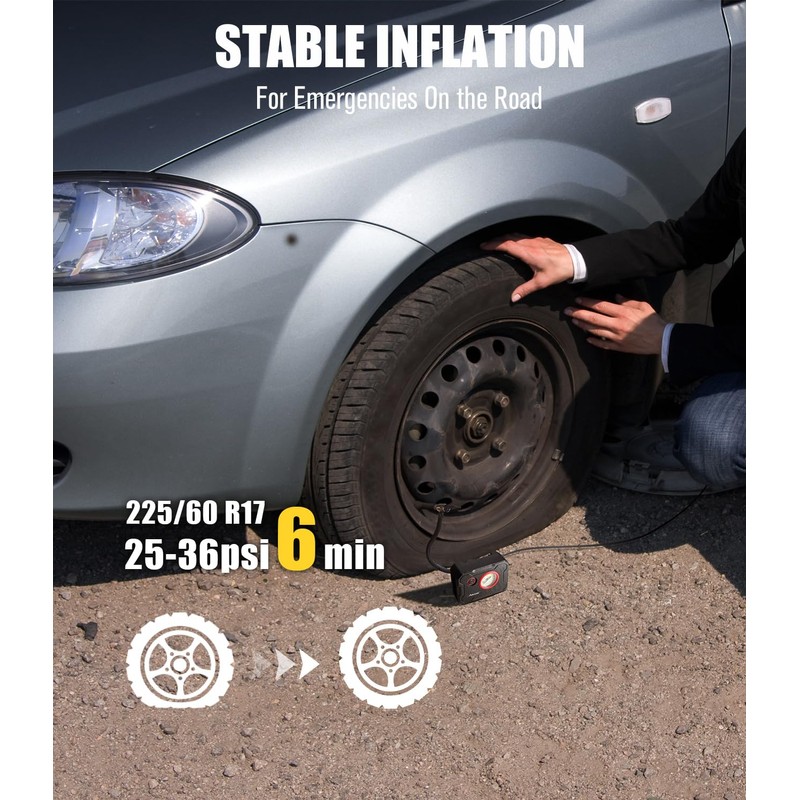 AVID POWER 12V Tire Inflator Portable Air Compressor, Portable Car