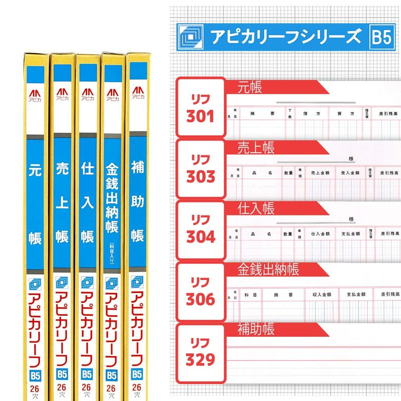 アピカ 帳簿リーフ 売上帳 LEAF303 B5