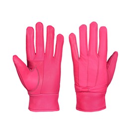 SiXsigma Sports Ladies Leather gloves Women's Soft Fleece Lined Coloured Genuine Leather Bow Gloves Warm Winter (PiNK, Medium/Large)