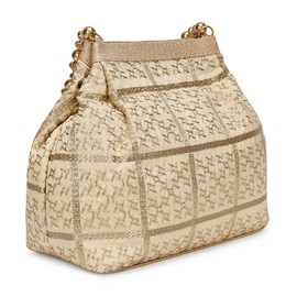 LONGING TO BUY Potli Bags for Women Embroidered Evening Purses with Gold Pearl Handle, Indian Women Potli Bags for Wedding, Golden-001