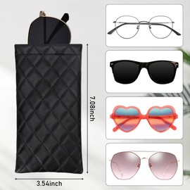 2 Pack Black Eye Glasses Case Soft Squeeze Top Leather Sunglasses Case for Women Men Kids Travel Bulk Reading Eyeglasses Cases Pouch Holder Sleeve Bags Purse Cover Protective Storage Slim Organizer