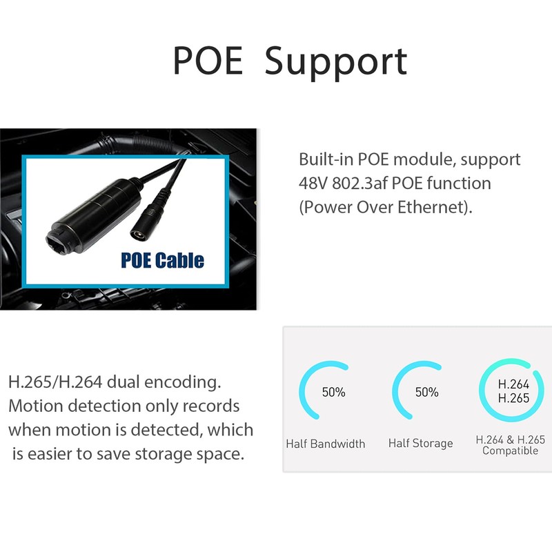 REVODATA 5MP POE Mini Audio IP Camera, 3.7mm Lens Small