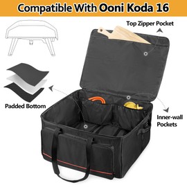 HODRANT Pizza Oven Bag Compatible with Ooni Koda 16 Gas Pizza Oven, Outdoor Pizza Oven Cover Compatible with Ooni Koda 16, Oven Carry Case with Shoulder Strap for Pizza Oven Accessories Kit, Bag Only