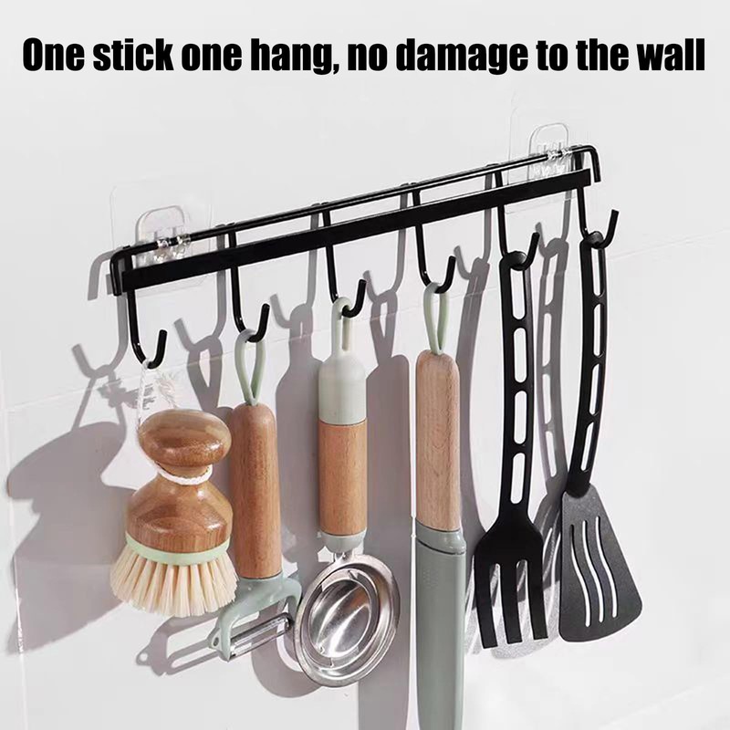 Qinsky Kitchen Utensil Hangers with 6 Hooks,2pcs Wall Mount Utensil