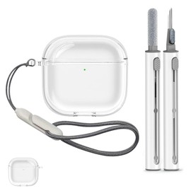 AirPods 4 Case Clear, Airpod Cleaning Kit, Clear Airpod Case, Transparent Case Compatible with AirPods 4, With Cleaning Kit, Soft Protective Case with Lanyard, Dustproof and Wear-Resistant (Clear)