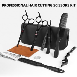 Ethyxe 6.5 inch Hair Cutting Scissors Set with Razor, Professional Barber Hairdressing Texturizing Salon Haircut Scissor Japanese Stainless Steel