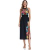 YZXDORWJ Women's Mexican Floral Embroidered Halter Neck Split Sleeveless Ruffle