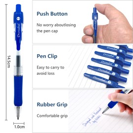 Drenubal 12 Pack Blue Gel Pens, Retractable Pens with 0.5mm Medium Point, Smoothly Writing, Good Thickness and Nonslip Design, Comfortable to Hold Writing, for Office School Home Work