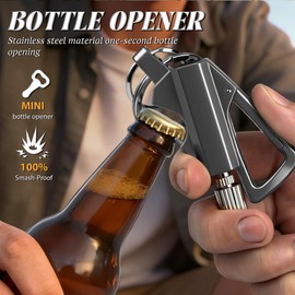 x-lighter 2 Pack of Permanent Match Lighter, Waterproof Metal Keychain Maches Lighters Built-in Bottle Opener, Emergency Fire Starters for Camping, Hiking, Fishing (No Fuel)