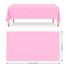 ELECLAND Pink Plastic Table Cover 137 x 274 cm Baby Pink Plastic Tablecloth Rectangle Table Covers for Indoor or Outdoor Baby Shower, Wedding, Birthday Party Decorations
