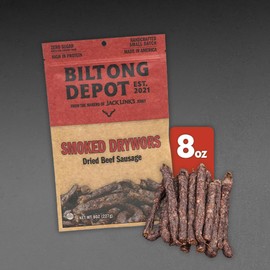 Biltong Depot Smoked Drywors (8oz): High Protein Snack, No Sugar, Natural Dried Beef Sausage Stick
