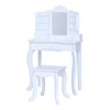Teamson Kids White Wooden Vanity Table and Stool Set for