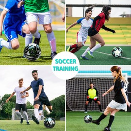 MGZFEZN MGZFEZN Soccer Ball Size 5 for Youth and Adults, Outdoor and Indoor Training Practice Soccer Ball for School Sports Game with 1 Pump 1 Net Bag and 1 Gift Box White