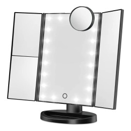 Espejo Maquillaje Luz Tríptica Aumentos 10x/3x/2x Carga Usb