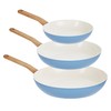 GoodCook Healthy Ceramic Titanium-Infused 3-Piece Fry Pan Set, Light Blue