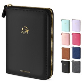 Forvencer Passport Holder Cover with Safe Zipper Closure, Premium Passport Wallet for Travel, Cute RFID Blocking Card Case, Waterproof Travel Accessories for Women, Black