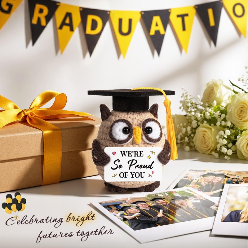 Graduation Gifts 2026, Crochet Owl with Grad Cap & Proud