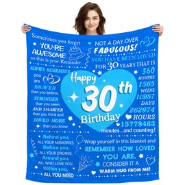 30th Birthday Gift for Women Men Birthday Throw Blanket for 30 Years Old Mum Dad Friend Sister Inspirational Gift Decoration Flannel Blanket Keepsake 150x130cm (30th Gift)