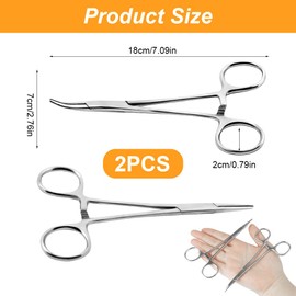 Ainiv 2PCS Piercing Forceps Fishing Pliers, Self-Locking Hemostat Forceps, Fishing Unhooking and Piercing Remover Tool, Stainless Steel Locking Pliers for Pet Grooming Care Fishing DIY Crafting, 18cm