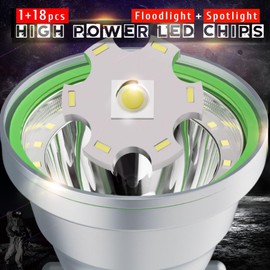 LBJD Super Bright 19-LED Rechargeable Headlamp - Floodlight & Spotlight, 6600mAh Long-Lasting Battery, Waterproof Headlamp for Camping, Hiking, Fishing, Power Outages