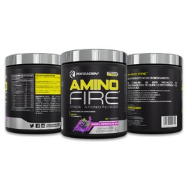 FORZAGEN | Amino Fire | Aminoácidos Esenciales (EAA) + L-Glutamina y Taurina | 40 Servicios x Envase | Con Complejo de Energía a Base de Hojas de Té Verde (Caféina) y Hojas de Achicoria | Incluye BCAA | 360 g | Delicioso y Refrescante Sabor a Uva | 5 g d