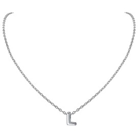L Initial Necklace Pendant Chain Girlfriend Sterling Silver Letter Charm Necklace For Women